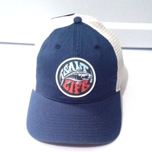 SALT LIFE NAVY AND WHITE MESH SNAPBACK FITTED CAP SIZE OS NWT